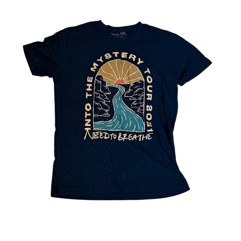 Needtobreathe Mens Into The Mystery Tour 2021 Graphic T-Shirt Navy Blue Medium